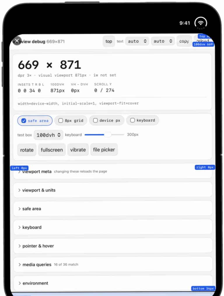Inner display in portrait, built with Xcode 27.0, showing the letterbox down one side